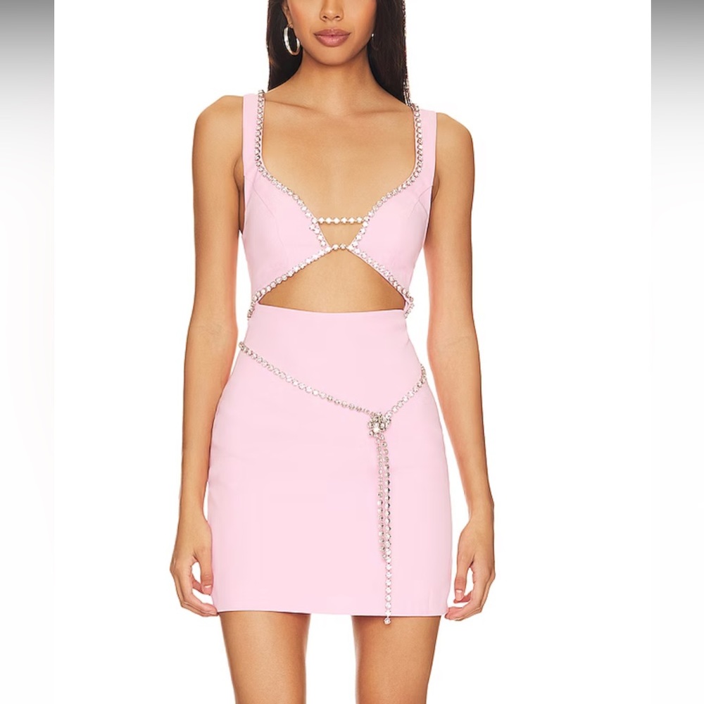 Majorelle Bubblegum rhinestone trim dress